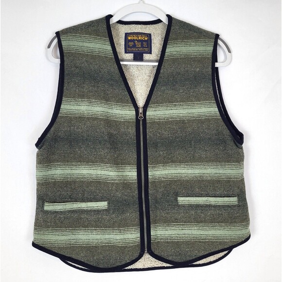 Woolrich Wool Blend Zip Vest Fleece Lined Womens Medium - Picture 1 of 4